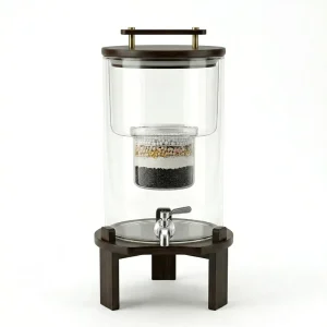 NSF 8L Household Glass Gravity Water Filter Dispenser Plastic-Free Activated Carbon Resin KDF 55 11-Stage Filter Cartridge