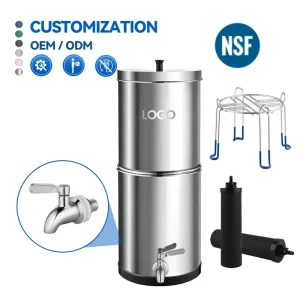 NSF/ANSI 42 and 372 LT-4B 4 Gallon 15L Stainless Steel Countertop Gravity-Fed Water Filter System