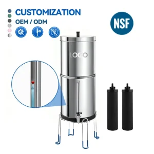 NSF/ANSI 42&372 LT-2.25B 2.25-Gallon Stainless Steel Countertop Gravity Water Filter with Sight Glass Spigot