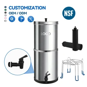 NSF/ANSI 42&372 LT-3B 3-Gallon Outdoor Household Countertop Stainless Steel Gravity-Fed Water Filter System