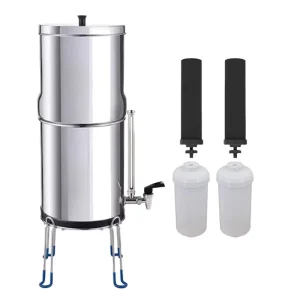 NSF Gravity fed Water Filter System 11L 3 Gallon Stainless Steel Countertop System with 2 Ceramics Filters Washable Filters