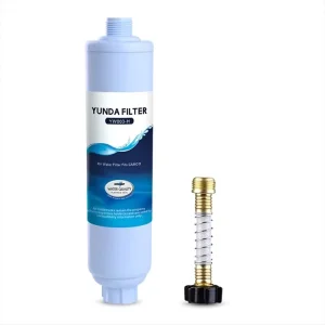 NSF Inline Water Filter with Flexible Hose Protector Compatible with 40043 40013 40041 RV Filter Electric Activated Carbon