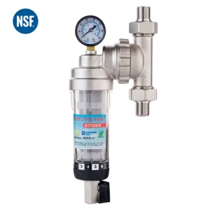NSF Stainless Steel Pre Water Filter Manual Pressure Regulating Backwash System Portable 1000GPD for Home Outdoor RV Car