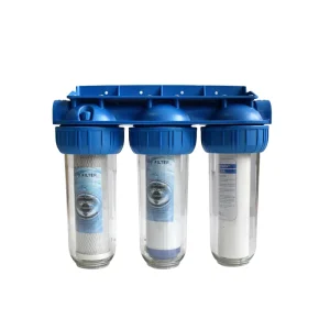 [NW BR10B6] 3 Stage Manual Activated Carbon Household Water Pre Filtration Filter 75 GPD Flow Rate for 10 Inch Cartridge Use