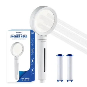 Nano Bubble White Shower Head with Ion Balls High Pressure Filter Handheld Shower Head for Hard Water