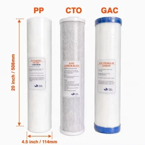 OEM 20 x 4.5 Inch Water Filter Cartridge, PP CTO GAC Sediment Carbon Block, Whole House High-Flow Replacement
