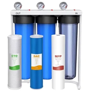 OEM 3 Stage Whole House Water Filter System BPA Free 1″ NPT Brass Port Reverse Osmosis Carbon GAC Filters Odor Water