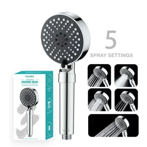 OEM ABS Chrome Handle 5 Modes High Pressure Chrome Handheld Shower Head Without Filtered Tube
