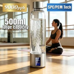 OEM ODM Hydrogen Water Bottle 500 ml Car Use 9000 ppb SPE PEM H2 CE RoHS FDA APP Control Generator