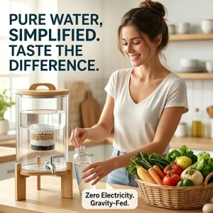 OEM&ODM Glass Plastic-Free Manual Gravity Water Filter System with Black Water Purifier