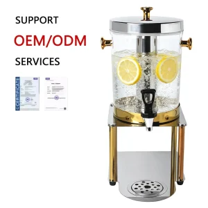 ORIX Luxury Stainless Steel Beverage Dispenser Ice Core 8L Commercial Cold Drink Server for Upscale Hotel Buffets Wedding