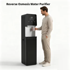 Office Dual Use Hot Cold Water Purifier Direct Drinking Heating Boiler Functions Commercial Grade Black Titanium Stainless