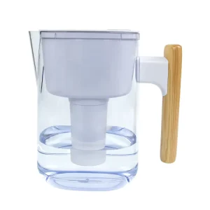Office Use Water Filter Jug 2.4L with Wooden Handle Compact Alkaline Water Pitcher Healthy Drinking Water Purifier for Desk