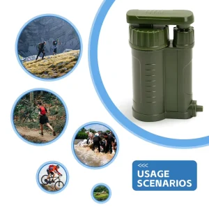 Orange Portable Survival Camping Water Purifier with Hand Pump, UF Carbon Filtration