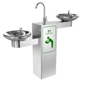 Outdoor Dual Basin Stainless Steel Drinking Fountain Floor Mounted Water Dispenser for Park