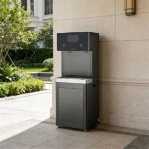 Outdoor Electric 2 Tap Stainless Steel Hot Cold Smart Water Dispenser 5 Stage Water Filter Ro System Commercial Hotel Use LCD