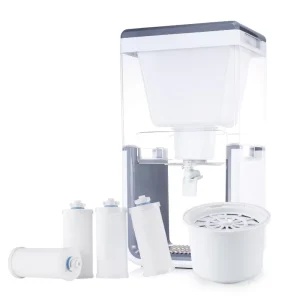 Outdoor Indoor Portable Ceramic Activated Carbon Water Filter Pitcher 6.6 Gal Gravity-Fed Purifier for Household Hotel RV Use