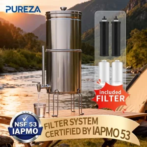 Outdoor Stainless Steel Travel Gravity Water Filter System for PF-2 BB9-2 Filter, 2.25/2.9G