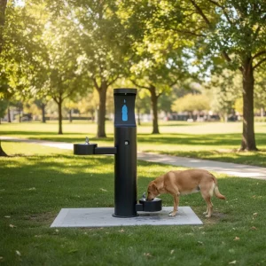 Outdoor Standing Pet Water Dispenser Powder Coated Color Filter Stainless Steel Customizable