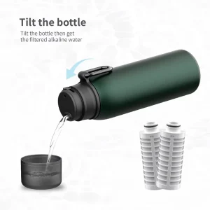 Outdoor and Household Alkaline Filter Water Bottle with Sport Filter BPA-Free 750ml Stainless Steel