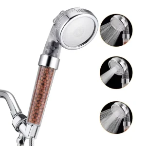 PC and ABS Plastic Three Functional High Water Pressure 3 Mode Hand Held Mineral Stone Filter Shower Head