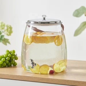 PET Beverage Dispenser with Faucet Large Capacity Transparent Cold Water Kettle with Portable Handle for Parties