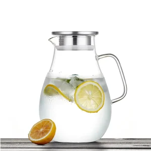 POTS and Kettles 1500ml Large Cold and Hot Water Glass Water Filter Jug