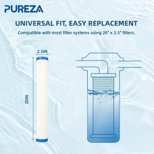 PUREZA 5 Pack 20*2.5 Inch CTO Carbon Block Household Filter for Whole House Compatible with WP4120 WP4160 WP4161