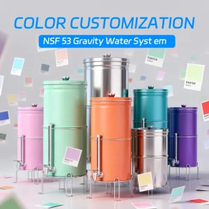 PUREZA NSF 304 Stainless Steel Gravity Water Filtration System COLOR CUSTOMIZATION with Activated Carbon Filter Water Filter
