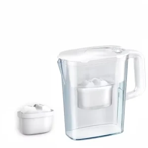 PUREZA Premium Plastic Portable Water Pitcher Filter 2Pack Filtration System for Home Office Fits with BRI TA Pitcher