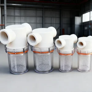 Plastic Male Female NPT Line Strainer Prefilter 2500 Micron PP Custom Mesh Clear Cup Housing