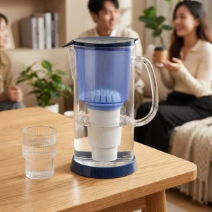 Portable 3.3L Glass & Stainless Steel Water Filter Pitcher with Activated Carbon Filter for Camping Hiking Travel Household Use