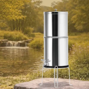 Portable 304 Stainless Steel Gravity Water Filter with 3-Stage Ceramic Filters for Camping and Home