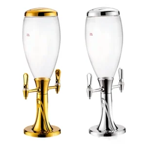 Portable 4-Tap Ice-Cooled Wine Beer and Juice Dispenser with Keg Cooler for Parties