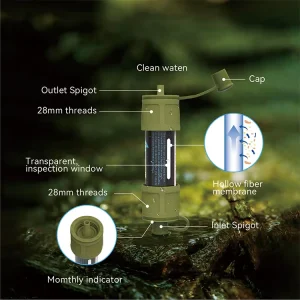 Portable Gravity Water Filter with Activated Carbon and Reverse Osmosis for Camping and Hiking