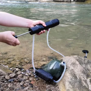 Portable Hand Pump Outdoor Water Filter with Ceramic Purifier and 99.9999% Bacteria Removal for Sports, Travel, and Camping