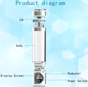 Portable Hydrogen Water Generator with SPE Technology Rechargeable and Smart Display