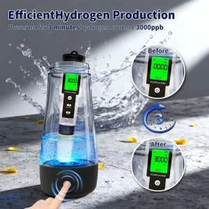 Portable Hydrogen Water Generator with SPE and PEM Technology Rechargeable Portable Bottle