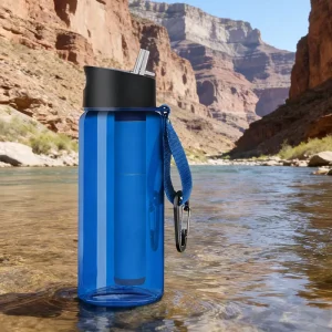 Portable Manual Clean Water Bottle with Hollow Fiber UF Membrane Filter for Hiking