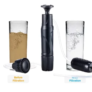 Portable Manual Outdoor Water Purifier with 5 Stage Filtration Filter and High Flow Rate for Car RV Household & Emergency Use