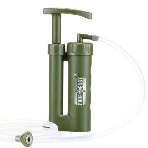 Portable Manual Outdoor Water Purifier with Ceramic Filter, 99.9999% Bacterial Reduction, No Electricity Required