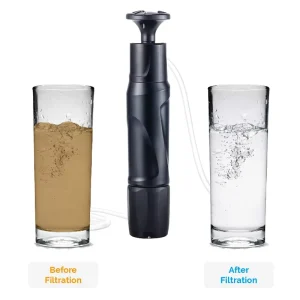 Portable Manual Water Purifier for Outdoor and RV Use, 5-Stage Filtration, 99.9999% Bacteria Removal, 1.2 L/min Flow