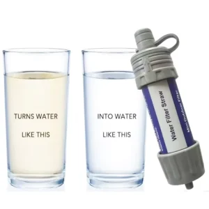 Portable Outdoor Survival Water Filter Straw for Camping, Hiking, Emergency Travel and Drinking