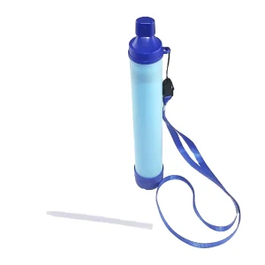 Portable Outdoor Water Filter Straw Purifier with Built-In Bladder and Carabiner for Hiking and Camping