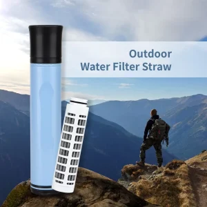 Portable Outdoor Water Filter Straw with Pleated Cartridge, Removes 99.9% of Bacteria, Viruses, Heavy Metals and Microplastics, 500L