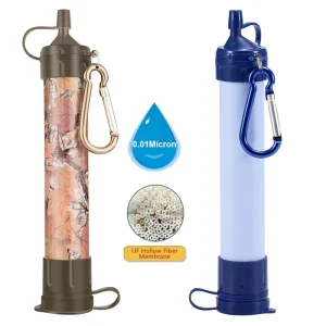 Portable Outdoor Water Filtration System and Personal Water Filter Straw for Camping and Hiking