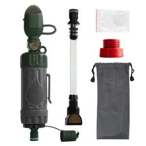 Portable Outdoor Water Purification Bottle with Manual Filter for Hiking