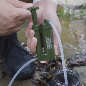 Portable Outdoor Water Purifier with 4 Stage Ceramic Filter Removes 99.9999% Bacteria at 0.3L min for Hiking Camping