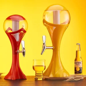 Portable Plastic Beverage Dispenser Food-Safe Drink Bottle Cooler with Ice Tower for Bars and Restaurants