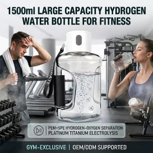 Portable SPE PEM 1500ml Hydrogen Water Bottle Generator BPA Free